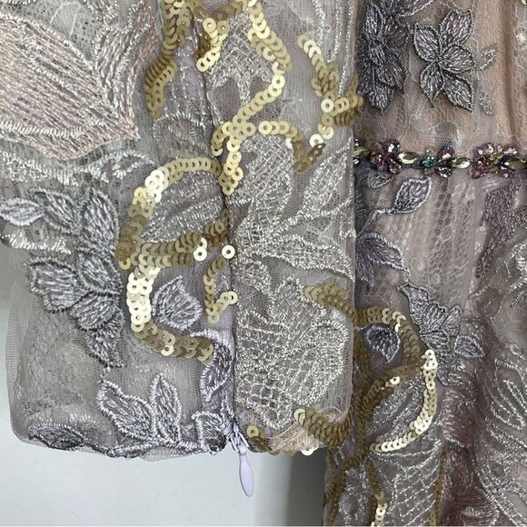 Mac Duggal 79374 Rose Applique Floral Embroidered Beaded Lace Maxi Gown, Size 16 - Picture 8 of 16